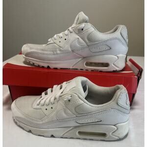 Mens Size 9 Nike Air Max 90 Triple White Sneakers CN8490 100